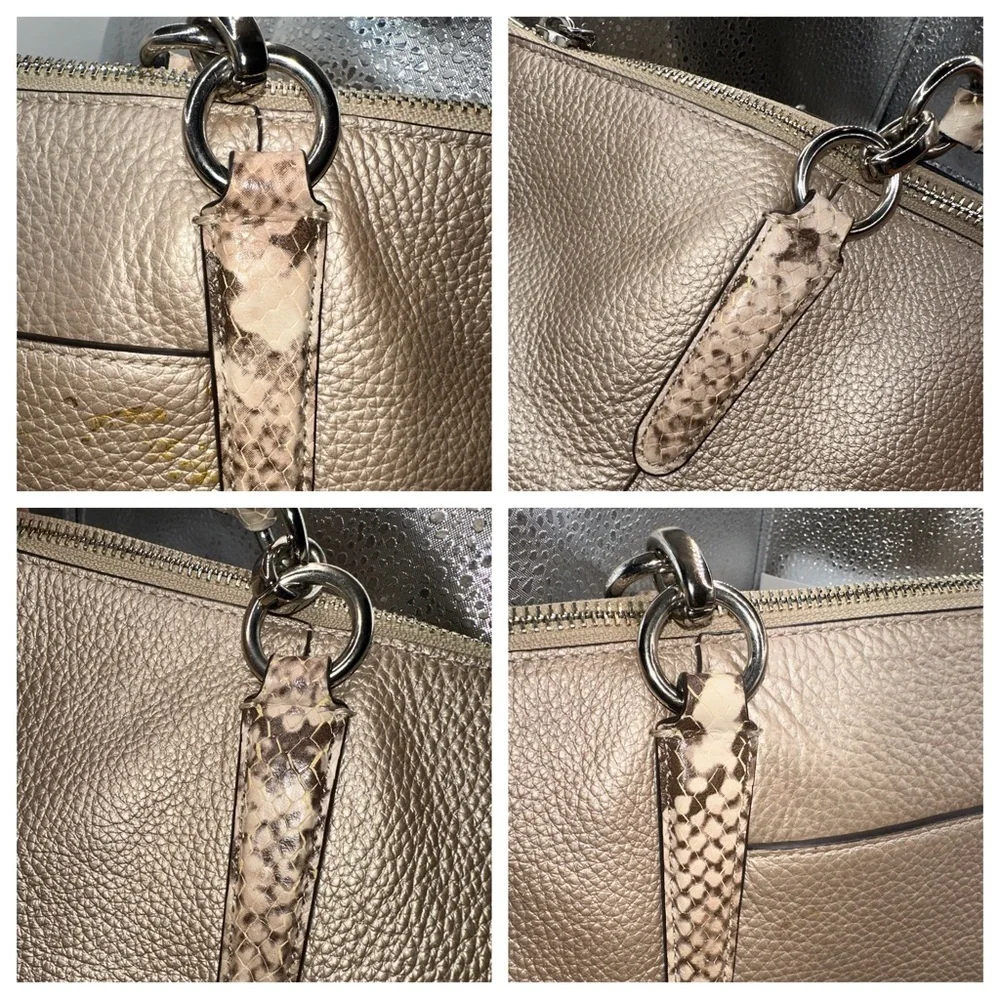 Coach Ava Tote Metallic Rose Pebbled Leather